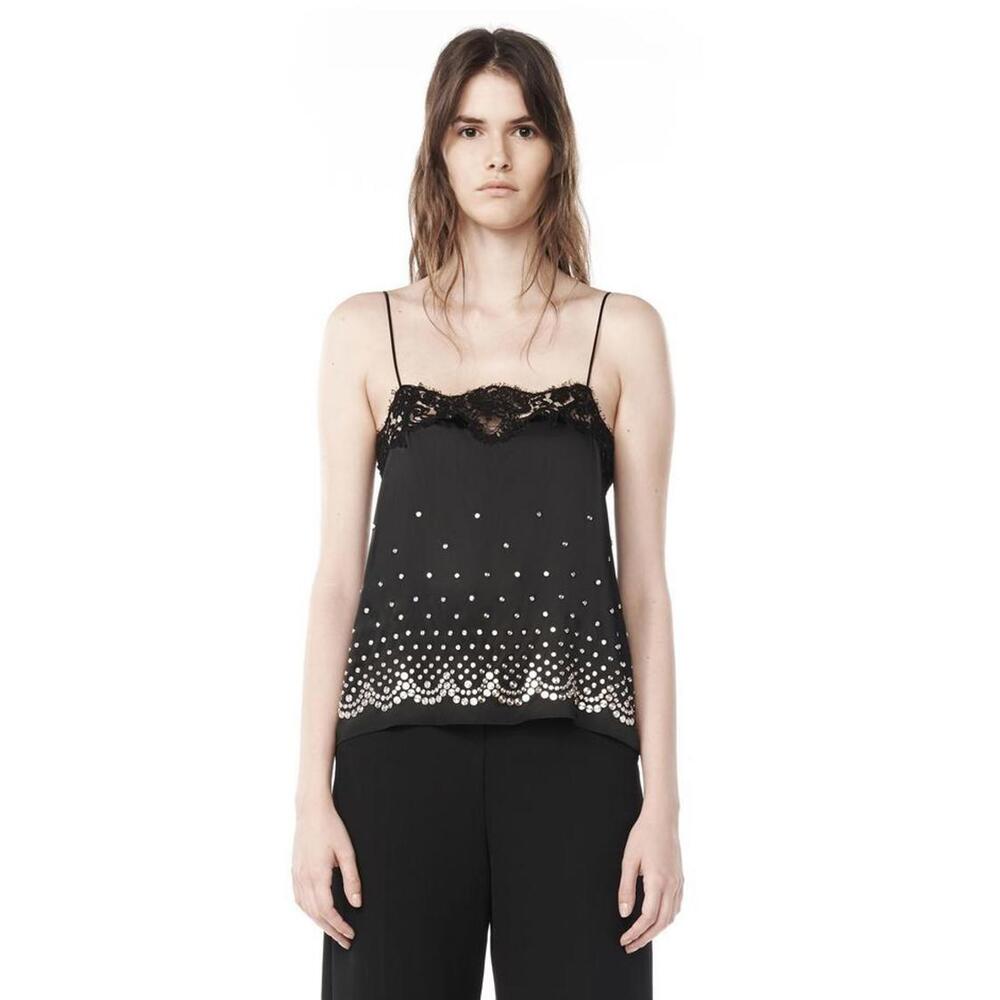 Alexander Wang Studded Black Lace Camisole Top, NWT,  Size 8, Retail $690.00